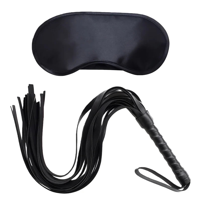 Goods For Adults Set Sexy Leather Plush Handcuffs Blindfold Spanking Soft Whips Tying Cotton Rope Couple Games Bondage Equipment