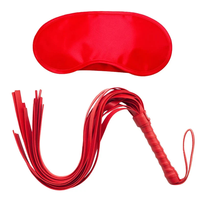 Goods For Couple Games Bondage Equipment Adults Set Sexy Leather Plush Handcuffs Blindfold Spanking Soft Whips Tying Cotton Rope
