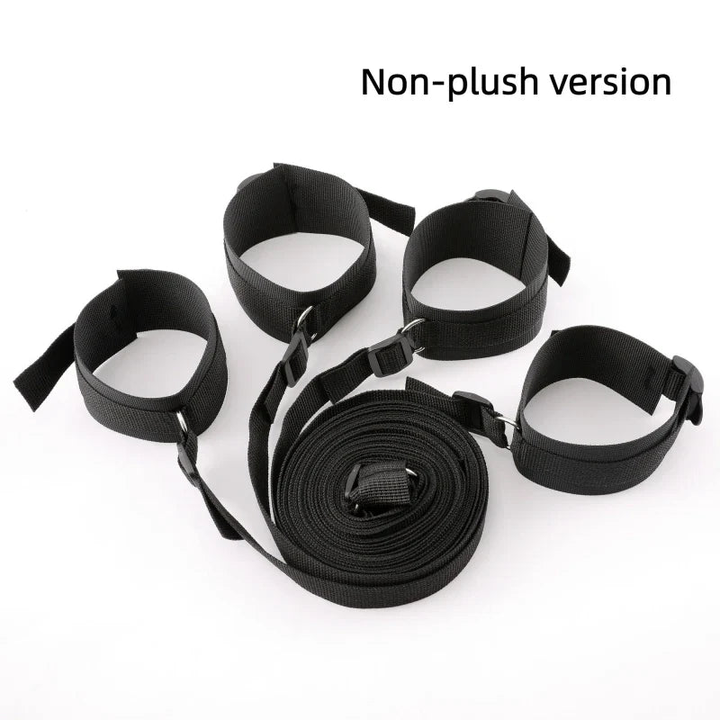 Bed Bondage Restraint Set Adjustable Wrist Ankle Cuffs Comfortable Couples Handcuffs Adult Sex SM Game Lover Intimate Play Kit