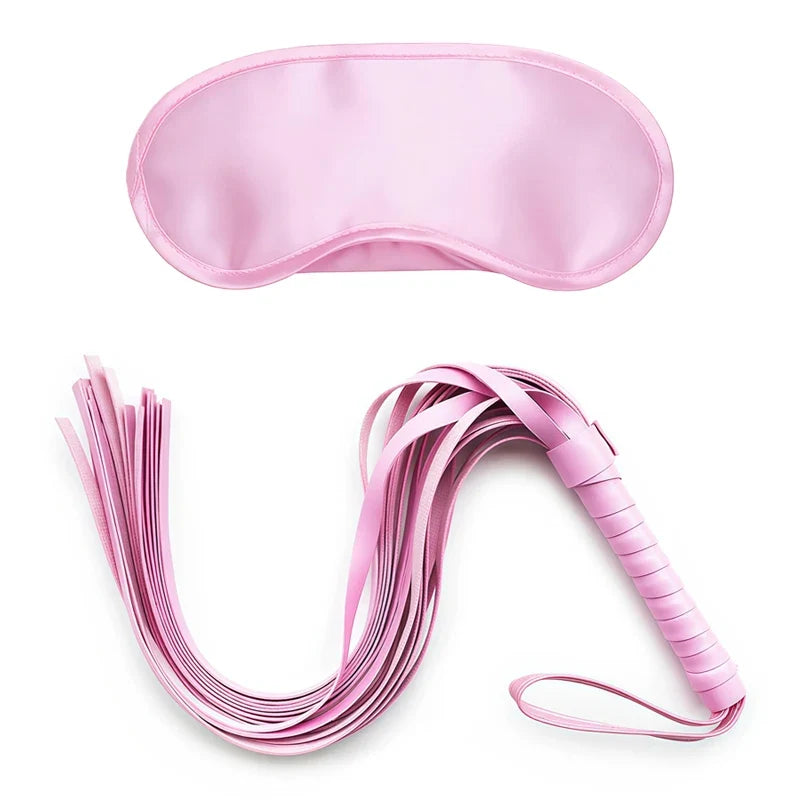 Goods For Adults Set Sexy Leather Plush Handcuffs Blindfold Spanking Soft Whips Tying Cotton Rope Couple Games Bondage Equipment